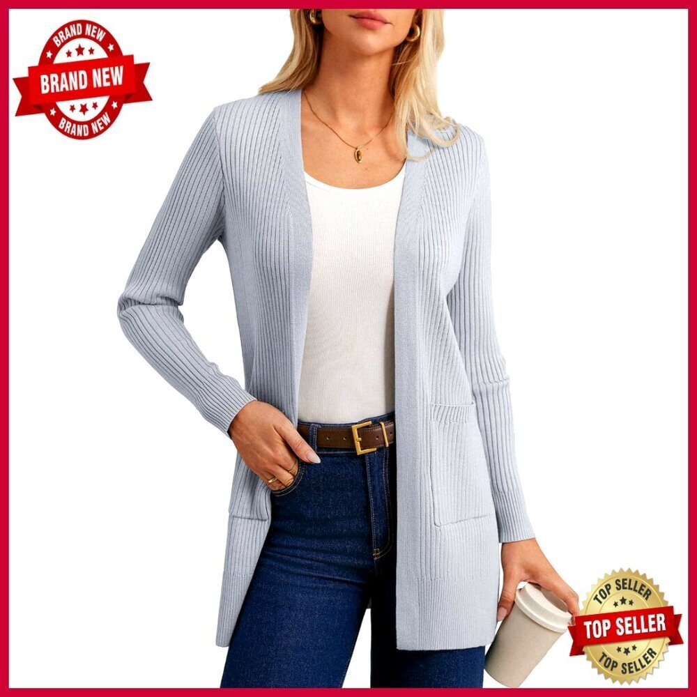 Long Sleeve Cardigan Sweater Lightweight Open Front Dressy Casual Jacket